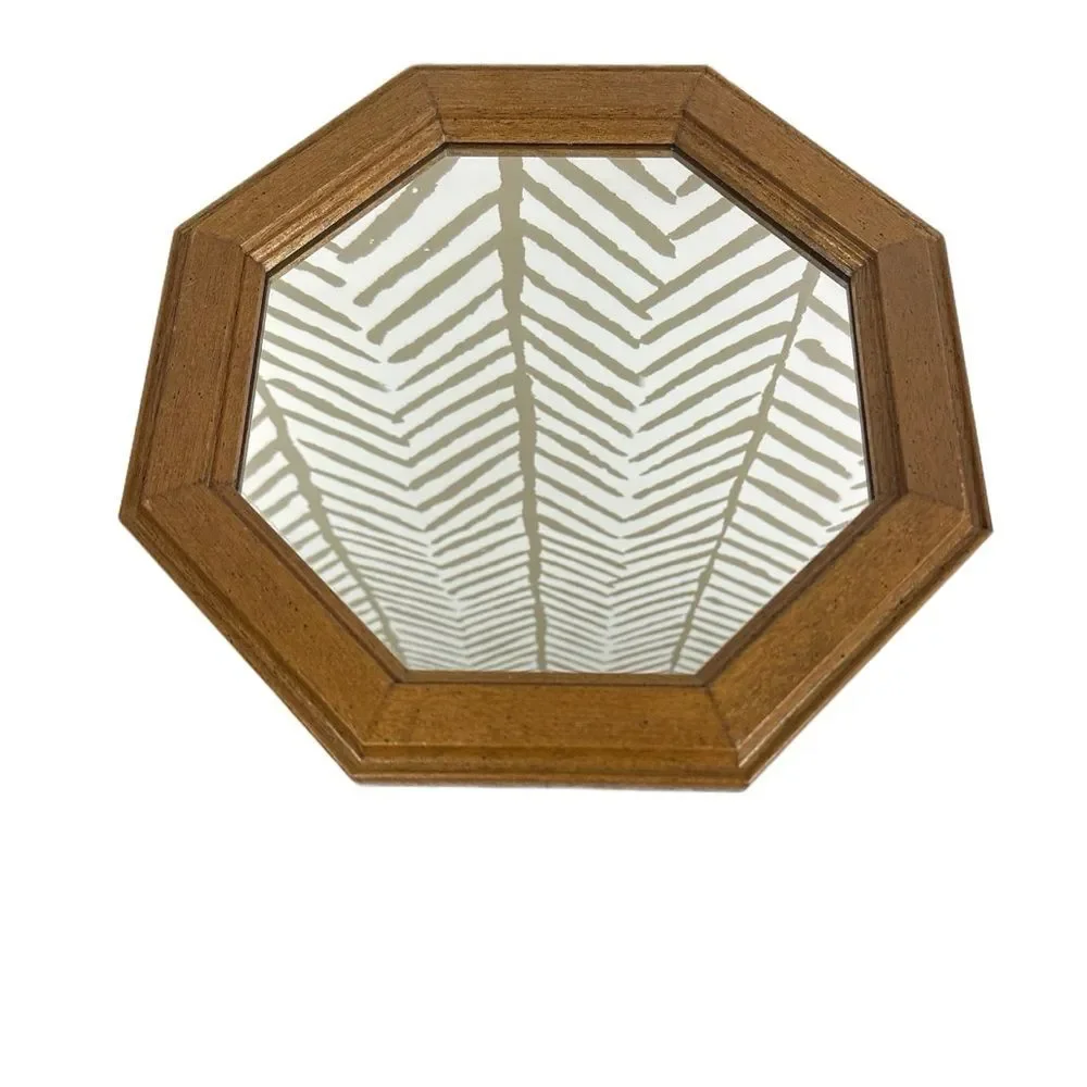 Vintage Octagon Wood Mirror